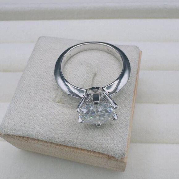 Moissanite Solitaire Engagement Ring 3.0Ct 9Mm Size 7 GRA Certified - Picture 2 of 12